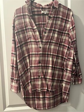 Madewell Women's Pink Plaid Button-Down Shirt
